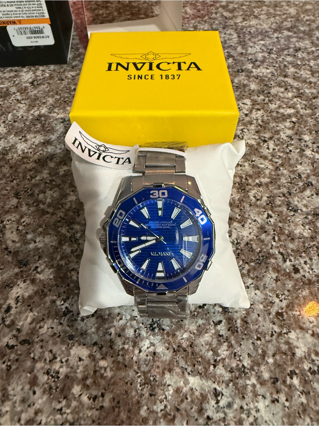 Invicta Silver Stainless Steel Watch With Blue Dial